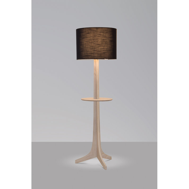 Lampe sur pied 59 po Nauta, Amaretto noir, Aluminium brossÃ© / chÃªne dÃ©lavÃ© blanc / exposÃ