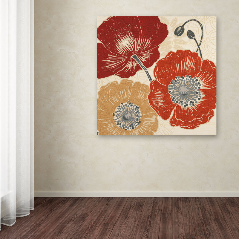 Reproduction d'art sur toile tendue Trosclair "A Poppy Touch II" par Daphne Brissonnet, H 18 po x l 18 po x P 2 po