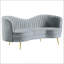 Grey And Gold 2-Piece Camel Back Living Room Set