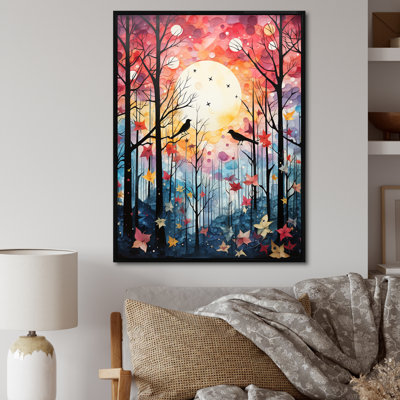 «Rose Enchanted Floral Botanicals with Blue Bird II», art mural oiseau