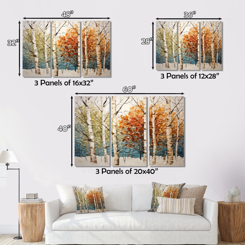 Décoration murale en bois Birch Seasonal Birch III - Tree Birch, H 40 po x l 60 po x P 1 po