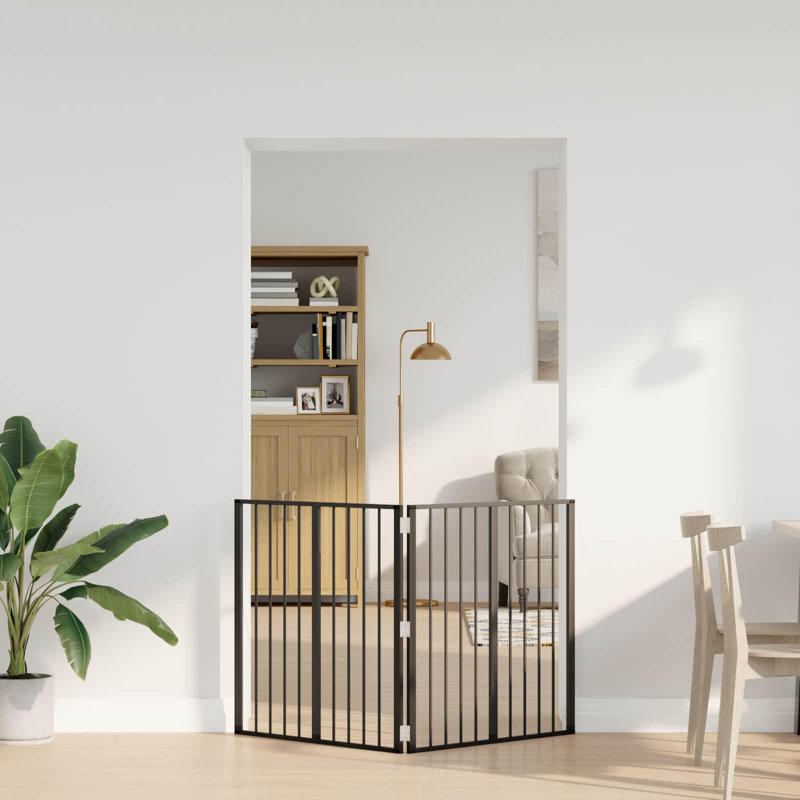 Galvanised Steel Free Standing Pet Gate, 80cm H x 160.5cm W x 1.5cm D