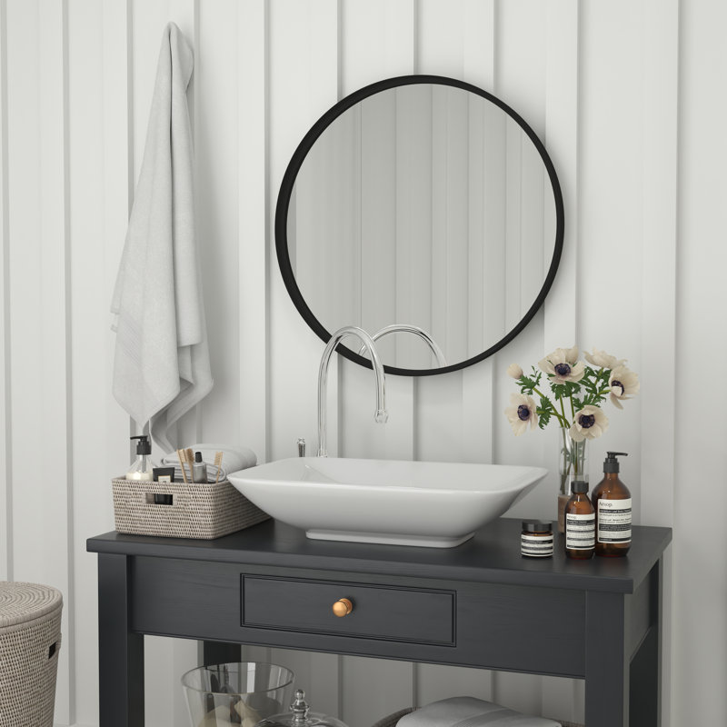 Table basse en bois avec colonnes Marrel, Noir, 24 po x 24 po