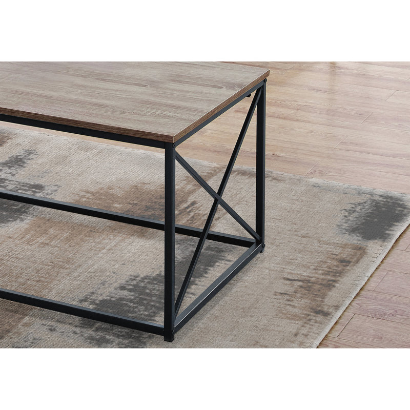 Ensemble de 3 pièces : table basse et 2 tables d'appoint, structure en métal noir, couleur taupe. Idéal pour le salon : grande surface et cadre élégant.