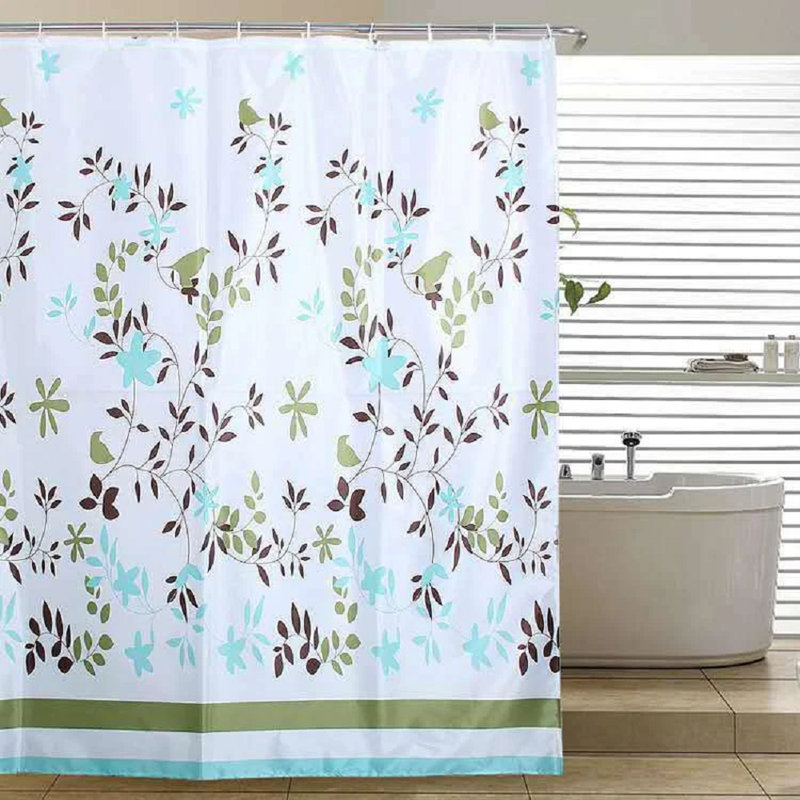 Sheer Single Curtain Panel, Green  Floral