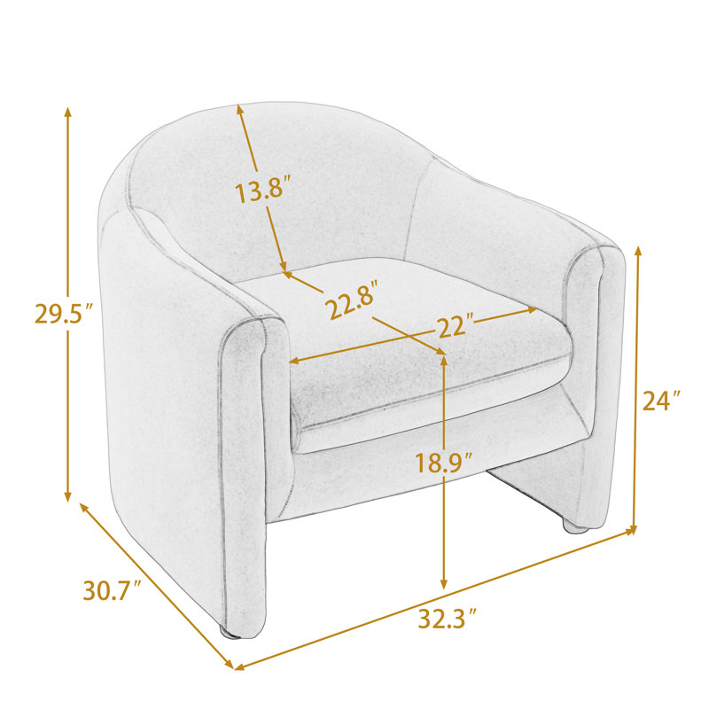 Fauteuil demi-tonneau Esly, Velours rouillé orange