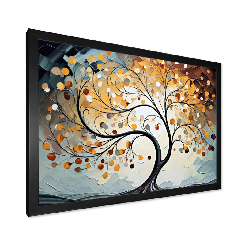 Reproduction d'art sur toile, arbres jaunes et gris majestueux, H 12 po x l 20 po x P 1 po, Cadre simple noir