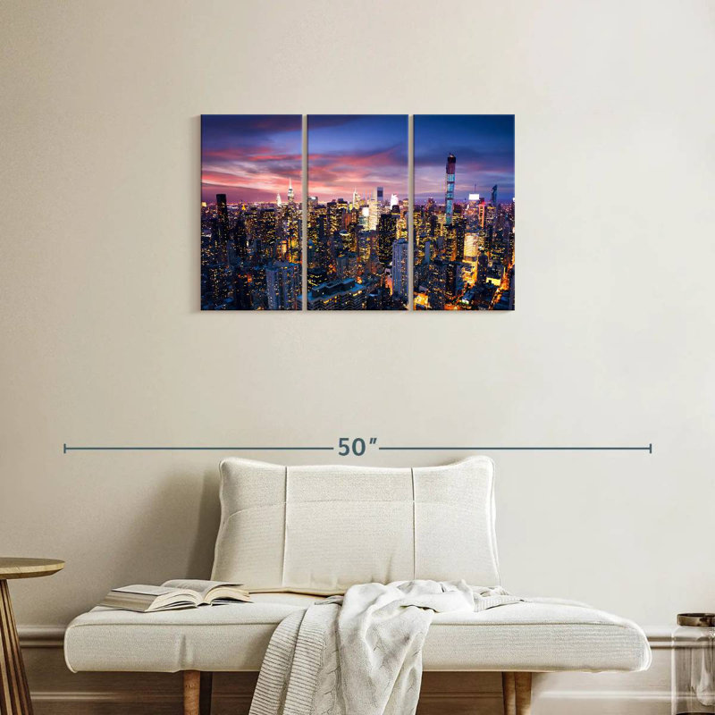 Sireci NYC Cityscape At Night, 20" H x 33" W