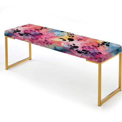 Watercolor Eccentricity Pink And Blue - Abstract Upholstered Gold Bench
