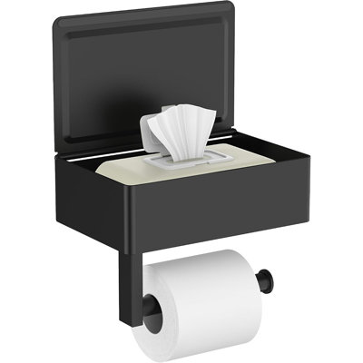 Porte-papier hygiénique avec tablette, distributeur de papier hygiénique mural moderne avec tablette de rangement pour salle de bain