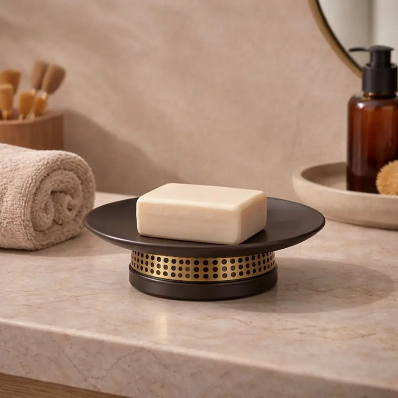 Savon pour comptoir de salle de bain, douche et cuisine cuivre / orbe, Bronze huilé, bronze