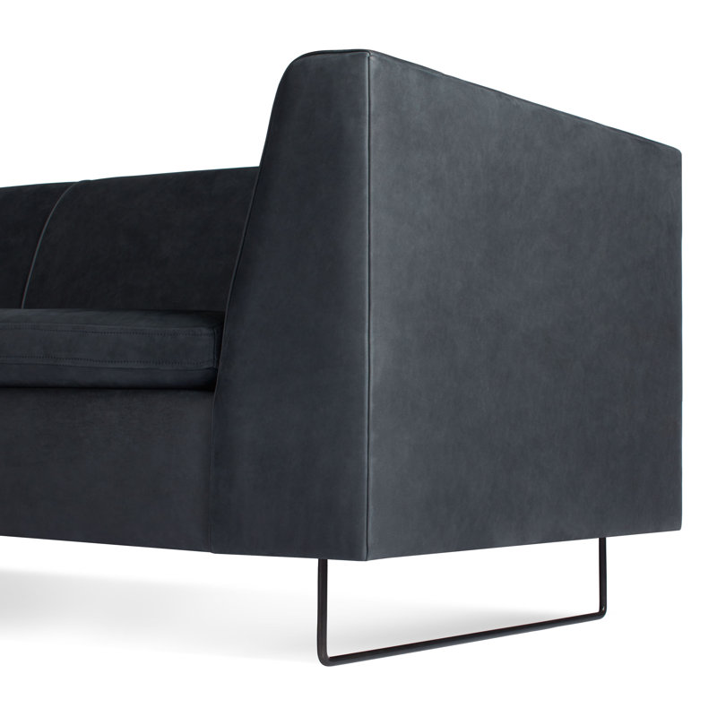 Bonnie Upholstered Sofa, Ink Genuine Leather, 29" H x 96" W x 33" D