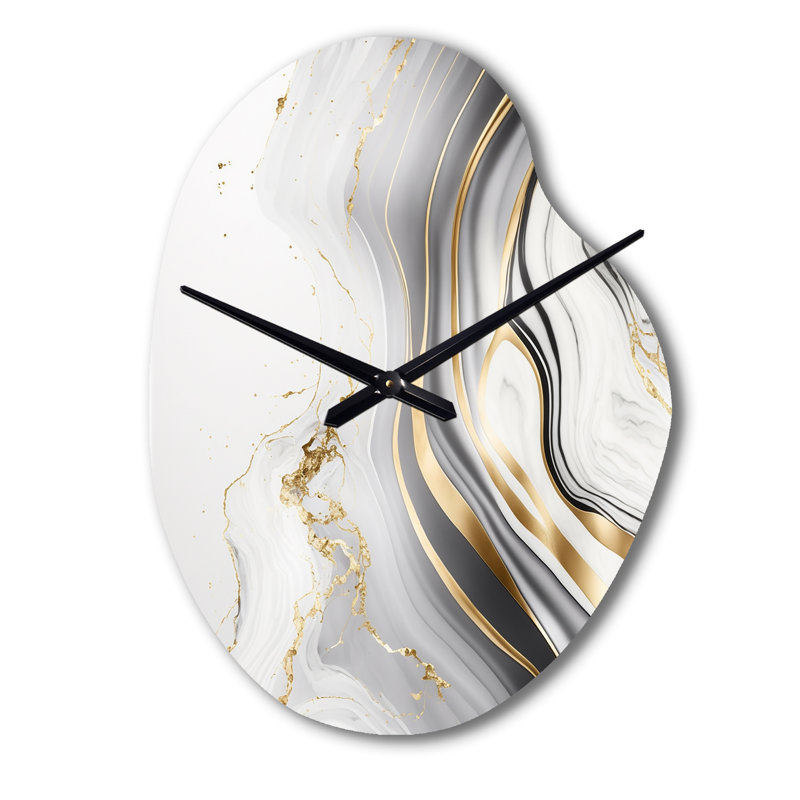Kamli - Géode abstraite - Marbre des vagues - Gris III - Horloge murale abstraite, Petit