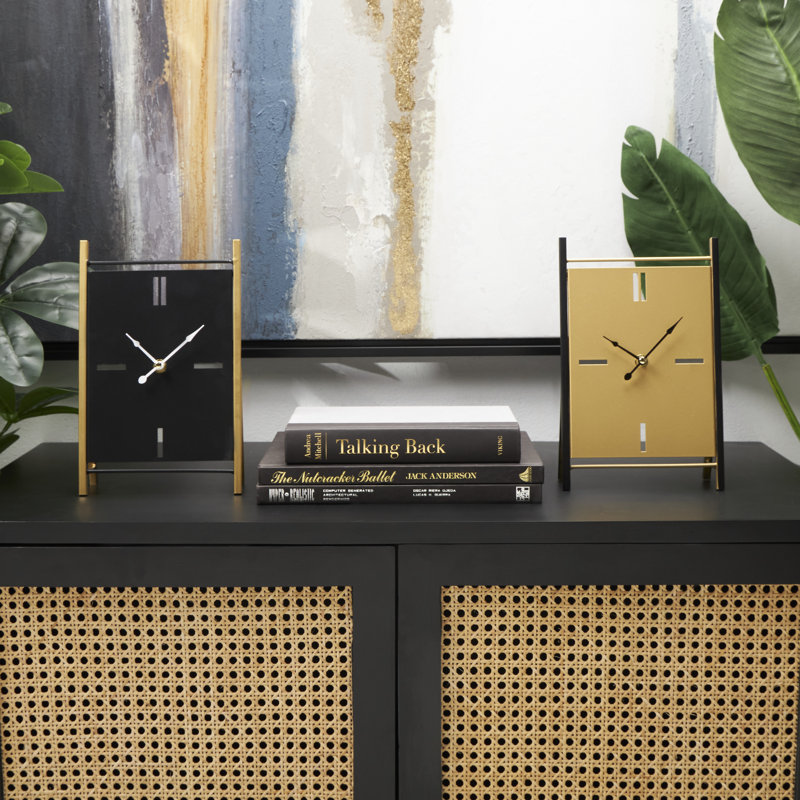 Metal Mechanical Tabletop Clock in Black