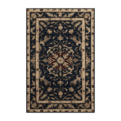 Machine Washable French Black Area Rug