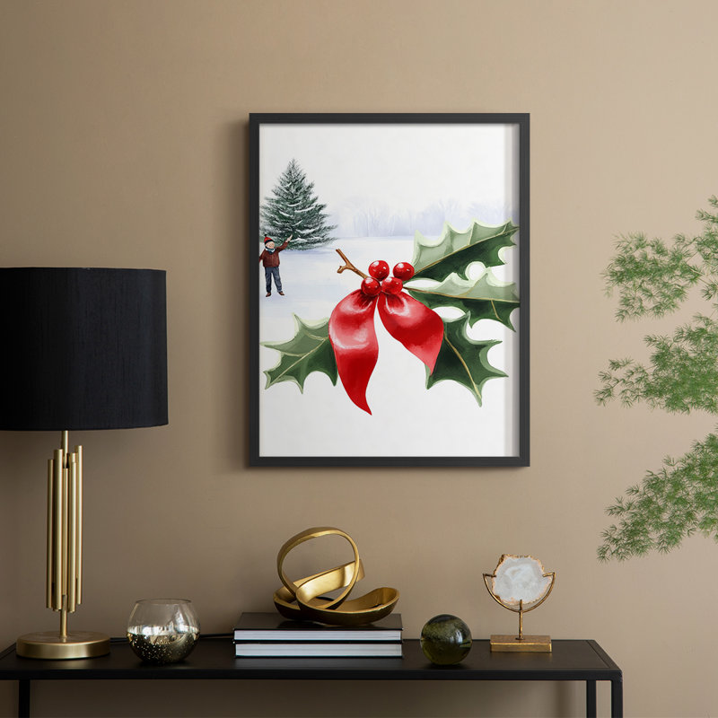 «Christmas Holiday Art DCCL XXXIV», reproduction d'art encadrée - bois massif, H 21 po x l 17 po, Noir, noir, noir, noir