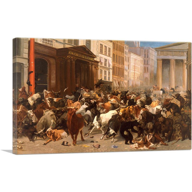«The Bulls and Bears in the Market 1879» par William Holbrook Beard, impression sur toile tendue