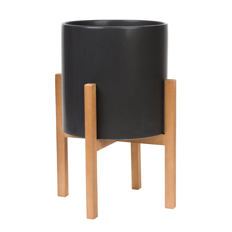 Pot à fleur d'intérieur en céramique Surles, H 21 po x l 16 po x P 16 po, Noir