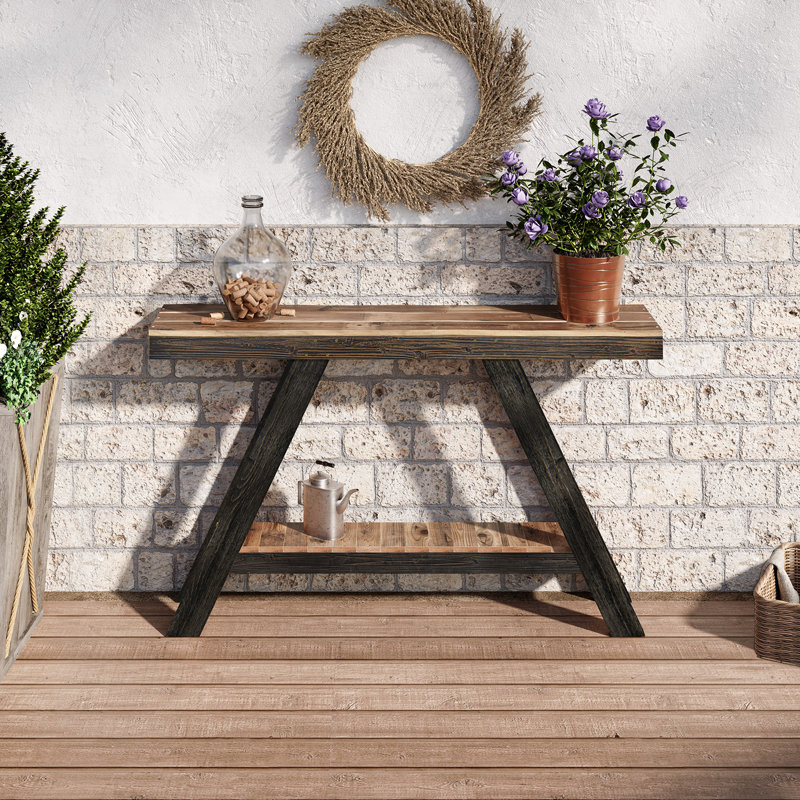 Console en bois massif 46 po, Noir, noir, noir, noir, 28" H x 46" W x 10" D