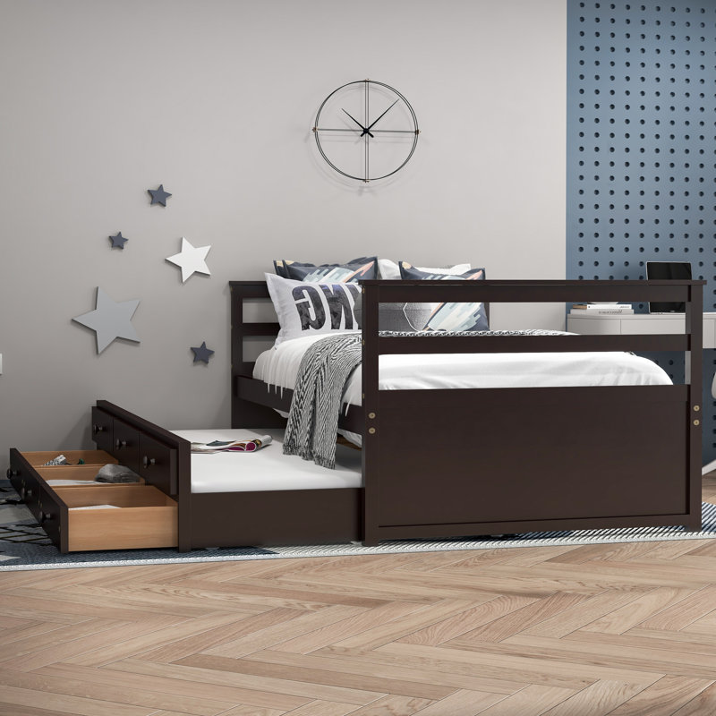 Amerski Solid Wood Slat Storage Bed, Brown