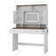 Table de maquillage Farmhouse, coiffeuse de 43 po de large avec miroir éclairé et tiroir de maquillage, grande coiffeuse moderne avec porte-séchoir pour chambre à coucher, blanc