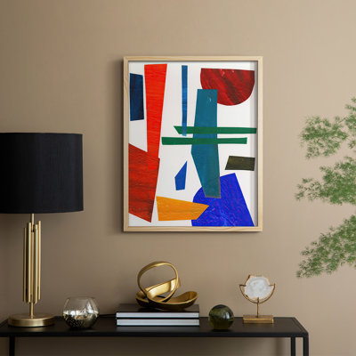 «Colorful Shapes IV», reproduction encadrée - bois massif