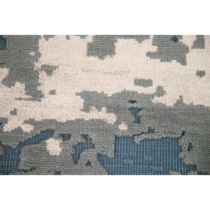 Blue Abstract Oriental Area Rug 8x10