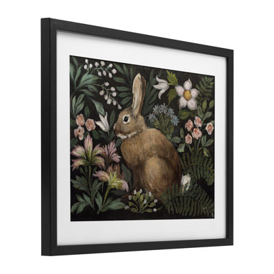 «Flora And Fauna Bunny», reproduction sous verre encadrée, design par Julia Purinton