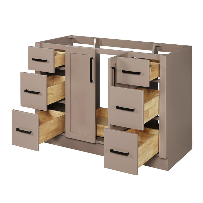   Kayleigh 49 Inch Single Rectangle Sink Bathroom Vanity with Carrara White Marble Countertop 1.5 Inch in Mocha, Rectangle