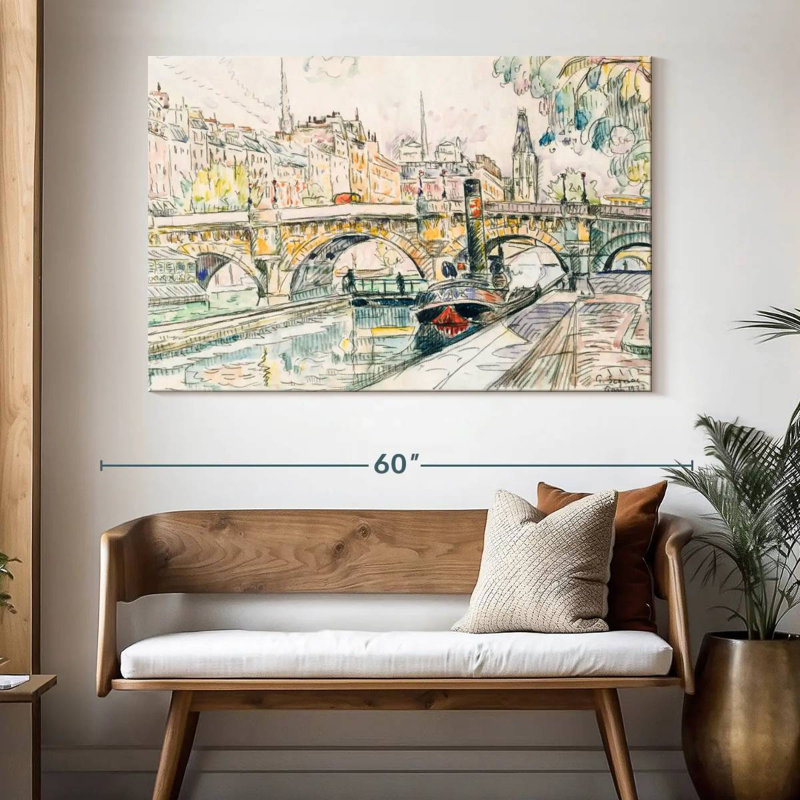 Remorqueur au Pont Neuf Paris, H 34 po x l 51 po