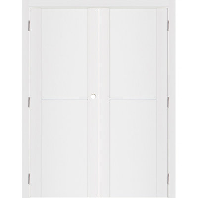 Stile 002 Pre-Hung Soft White Laminated Modern Interior Double Door