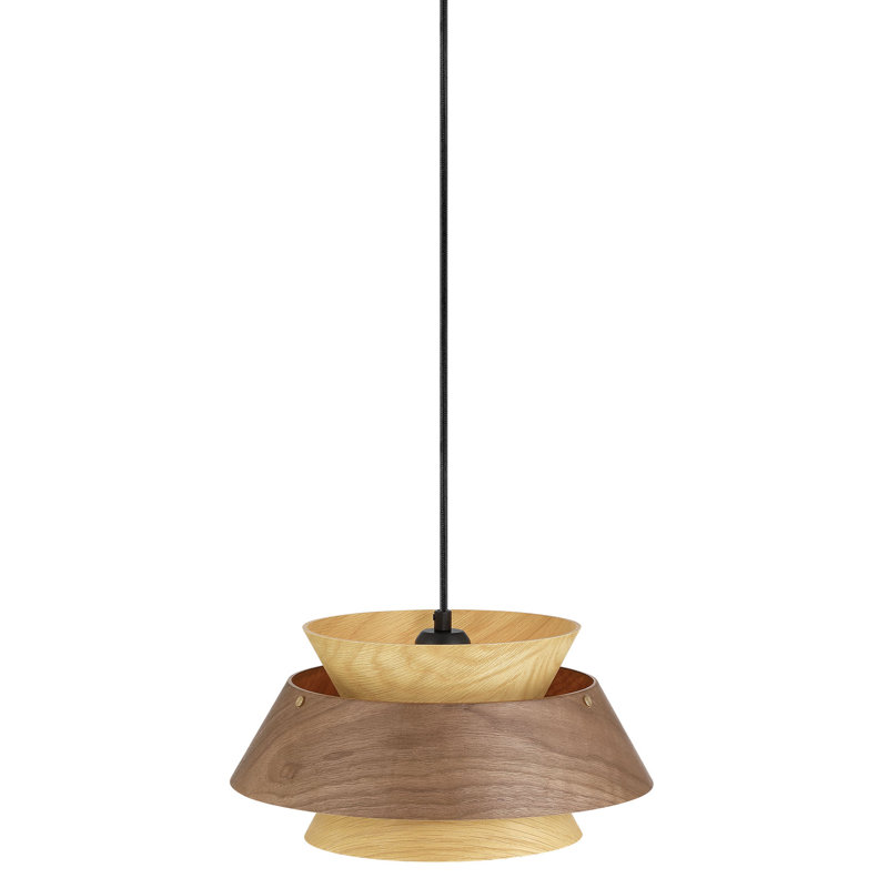  Luminaire suspendu 1 lumière 13 po Aalto en noyer clair et foncé, 13 pouces, Noyer foncé et noyer clair