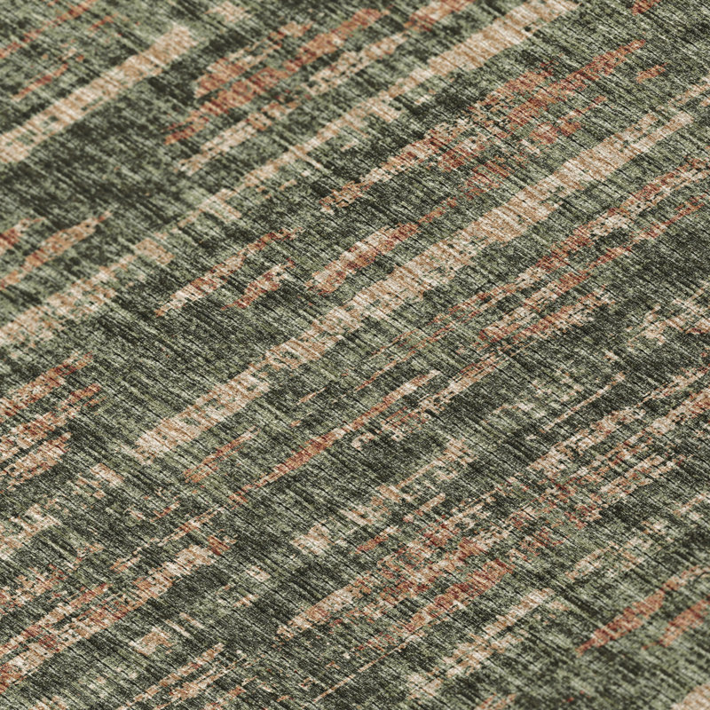 Green Chenille Flat Woven Washable Rectangular Rug 3' x 5'