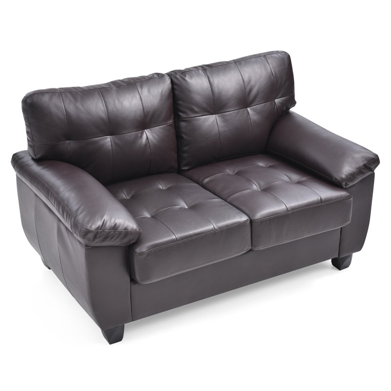 Baese 57" Pillow Top Arm Loveseat, Cappuccino Faux Leather