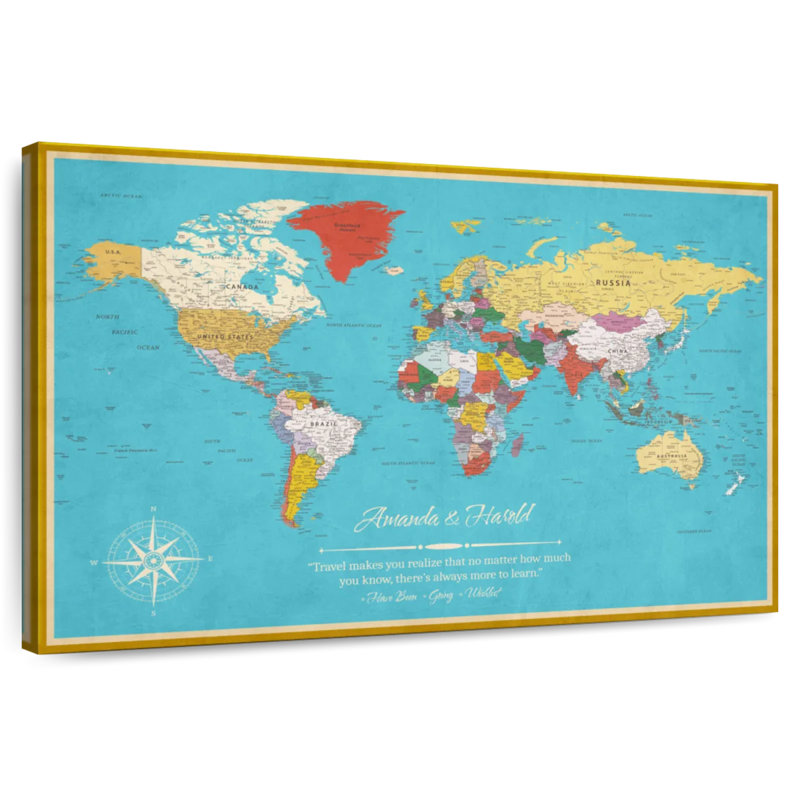 Carte du monde personnalisée «Apprendre, je pousse», H 20 po x l 30 po, Oui