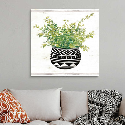Art mural sur toile Succulent II en tissu boue noir et blanc