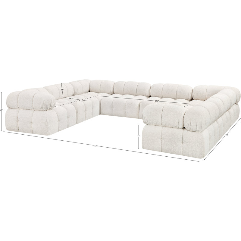 Canapé modulaire Ames 136 po Ames, Tissu crème bouclé