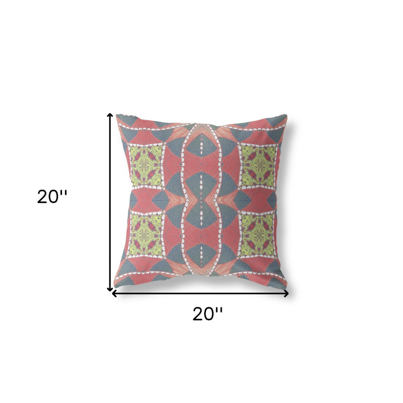 Housse et insert de coussin décoratif 20 po x 20 po à fermeture à glissière intérieure bleue et rose