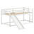 Low Bunk Bed with Slide, Floor Loft Bed with Climbing Ladder, Wood Twin Bunk Bed Frame with Full Guardrails & Storage Space for Kids Toddler-403378802