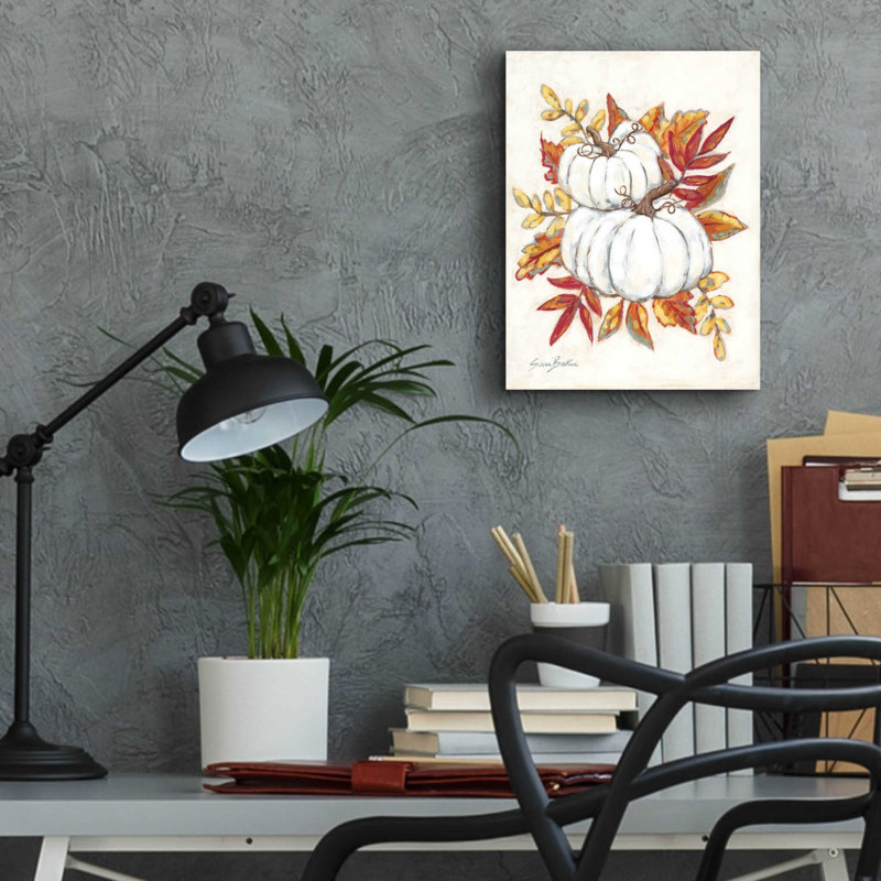 «White Pumpkin Fall Foliage» par Sara Baker, art mural en verre acrylique, H 16 po x l 12 po x P 0,13 po