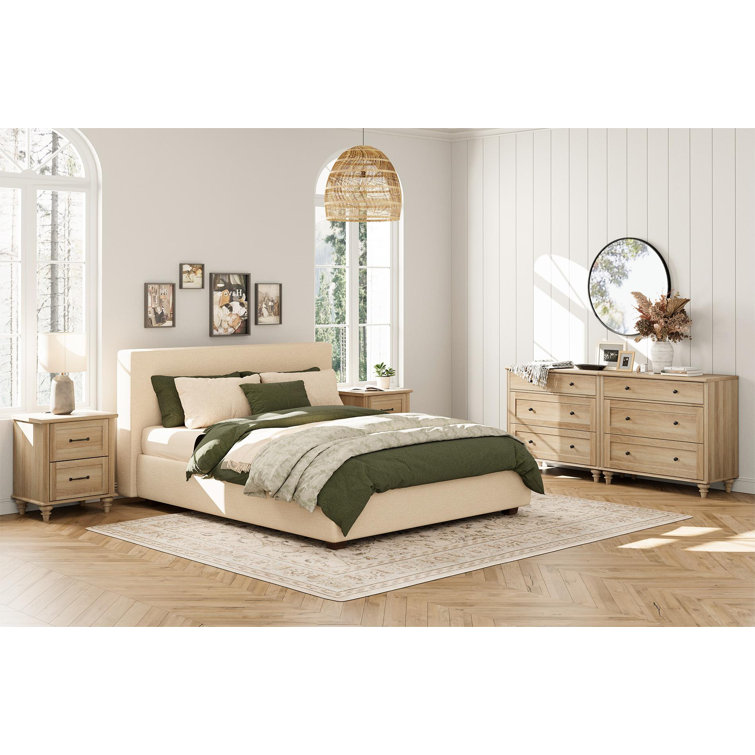 Ensemble de commode et table de chevet 4 pièces - Comprend deux commodes à 3 tiroirs et deux tables de chevet avec station de charge