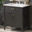 Meuble-lavabo de 31 po en noir, profil incurvé pour une utilisation élégante et élégante, charnières à fermeture en douceur, faux tiroir, lavabo en céramique, cadre à pieds noir de 31 po avec salle de bain fonctionnelle, portes-1710862039