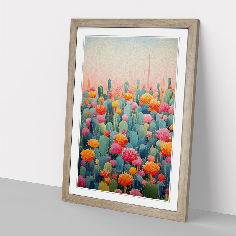 Cactus Colour Field - Framed Print, Oak Framed, 34cm H x 25cm W x 2cm D