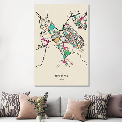 Halifax, Nova Scotia Map by Ayse Deniz Akerman - Print on Canvas