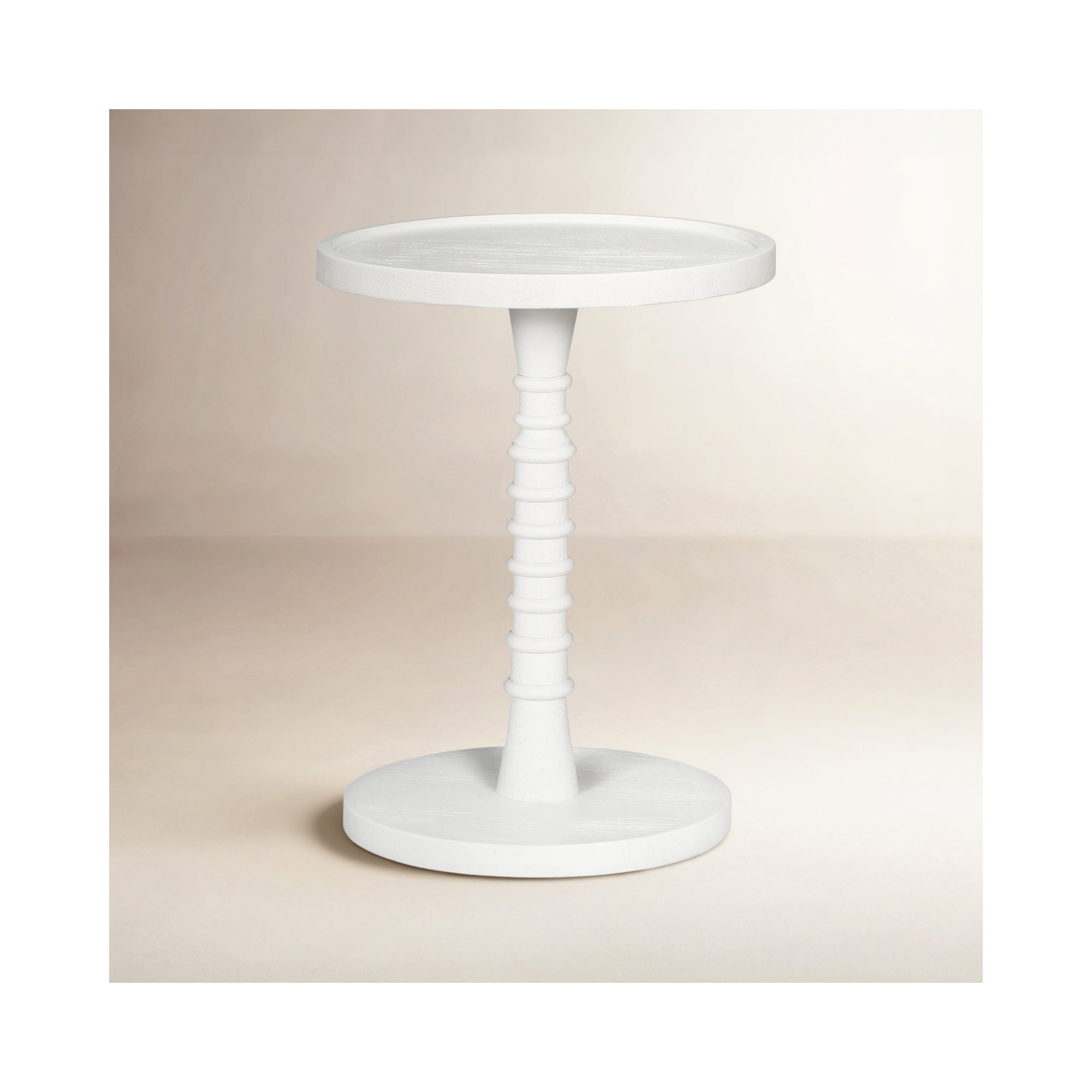 Linda Threaded Drink Table, White