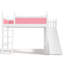 Twin Solid Wood Loft Bed Pink And White, With Detachable Slide, Storage Shelves Adaptable Room Setup White Shelves, Wardrobe, Creative Practical-130716097-130716099