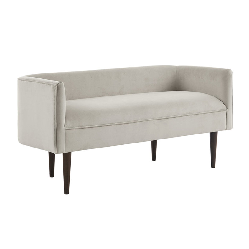Banc d'appoint en velours crème, pieds en bois massif, banc à couper le souffle Home Velvet