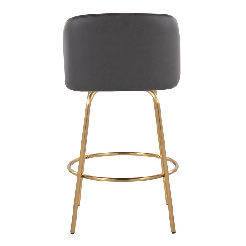 Swivel Upholstered Counter Stool with Metal Frame, Gray