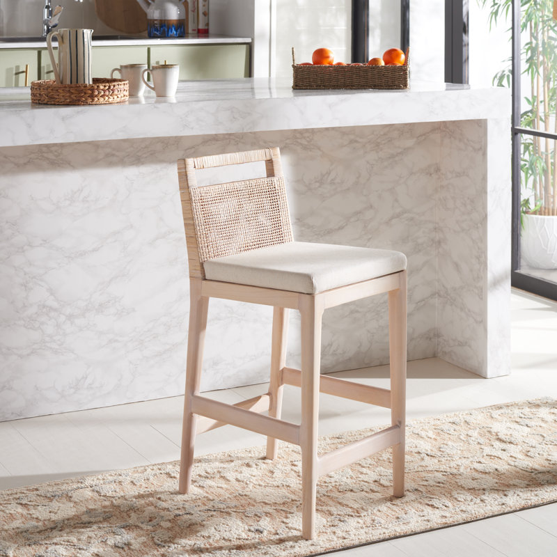 Darin Counter Stool, White Seat/Natural Frame