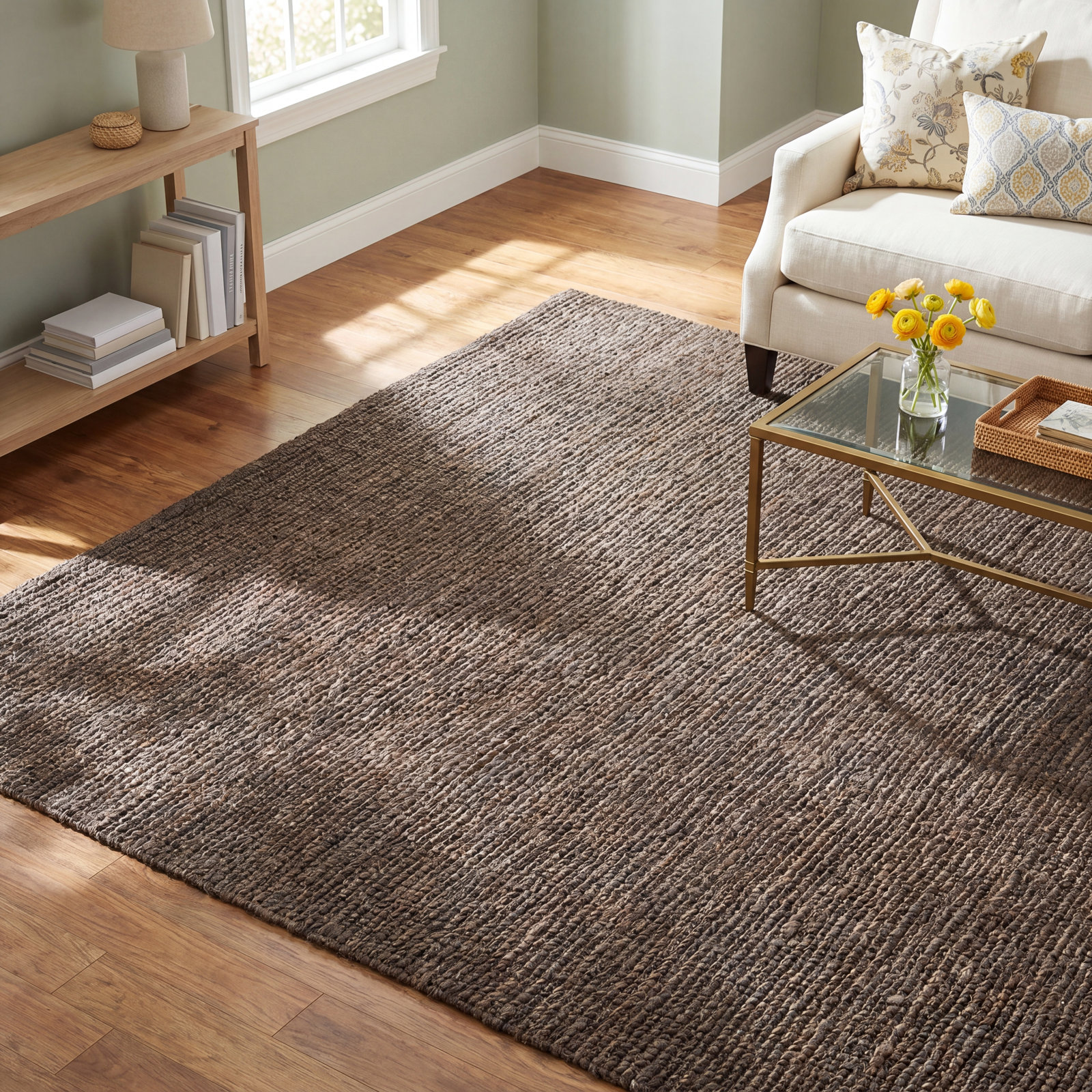 Barkley Brown Hand-Woven Jute Rug, Rectangle 9' x 12'
